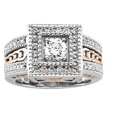 14K Rose and White Gold Diamond Engagement Ring - 0.92 Ct.