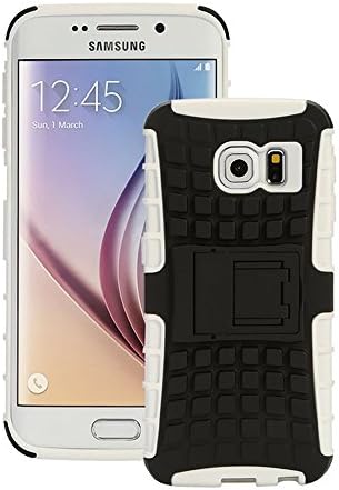 Samsung Galaxy S6 EDGE Case Military Spider Armor Future Hybrid Defender Dual Layer Bumper Case with KICKSTAND Impact & Shock Resistant Robot Hard Shell for Galaxy S6 EDGE by VANGUARD CASES (White)