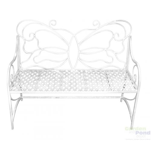White Butterfly Iron Bench
