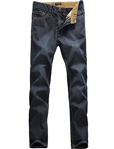 SSLR Men's Straight Fit Fleece Denim Jeans