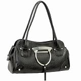 Alligator embossed construction Lined interior Fashion Handbag