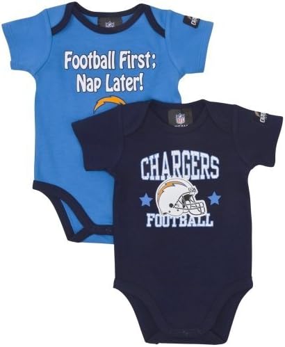 NFL San Diego Chargers Baby Boy's Short Sleeve Bodysuit Set of 2 (3-6 Months)
