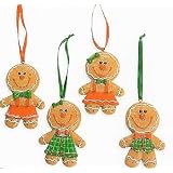 Glittery Gingerbread Big Head Christmas Tree Ornaments 4