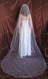 1 Tier White Cathedral Length Pencil Edge Simple Wedding Bridal Veil