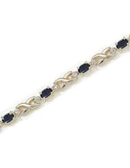 14kt Yellow Gold Oval Blue Sapphire and Diamond Bracelet
