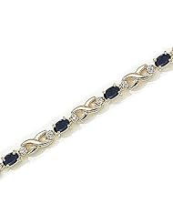 14kt Yellow Gold Oval Blue Sapphire and Diamond Bracelet