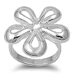 Sterling Silver Ring - Flowers - Face Height: 24mm Band Width: 4mm - Size: 5-10 Sterling Silver Ring - Flowers - Face Height: 24mm Band Width: 4mm - Size: 5-10