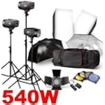 Photography Studio Kit - 3 x Strobe Lights, 3x Stands, Umbrellas, Soft Boxes & MORE! $230.46
