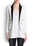 Mango Women's Satin Lapels Double-Breasted Blazer, Off-White, L