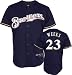 Yovani Gallardo Jersey: Adult 2010 Majestic Alternate Navy Replica #49 Milwaukee Brewers Jersey - Small