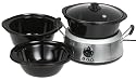 Hamilton Beach 33135 3-in-1 Slow Cooker with 2-, 4-, and 6-Quart Crocks, Stainless Steel