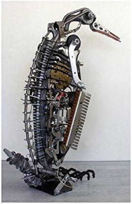 Penguin Sculpture Upcycled Art Assemblage Mixed Media Folk Art - One Of A Kind Steampunk Gift