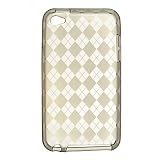 Premium Black TPU Flexi Soft Gel Skin for Apple iPod Touch 4th Generation, 4th Gen - Smoke Checkers Argyle Print