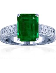 14K White Gold Emerald Cut Emerald Solitaire Ring (GIA Certificate)