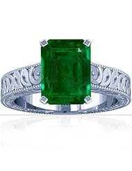 18K White Gold Emerald Cut Emerald Solitaire Ring (GIA Certificate)