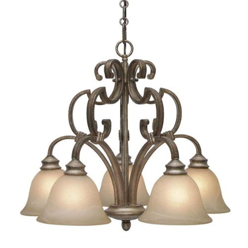 Golden Lighting 2488-D5 FI Rockefeller Five Light Nook Chandelier, Forged Iron Finish