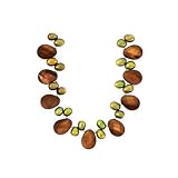 Sterling Silver Green/Gold Color Fresh Water Pearl and Brown Shell Necklace - 18''