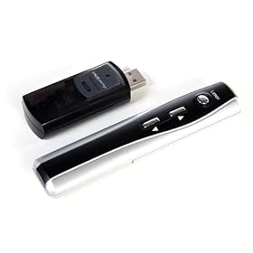 USB Wireless Presenter Laser Pointer (Black / Silver) up to 15 meters range * for Word Excel PowerPoint and much more * power * All pointer operating system, Windows 7 32 and 64bit