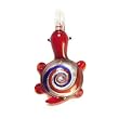 Red Swirl Turtle Glass Foil Pendant with Organza Choker