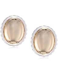 Napier "Metal Duo" Two-Tone Oval Pierced Button Earrings