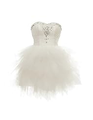 Petite Sexy Bandeau Neck Tulle  Sequined Glittering  Homecoming Dress/Bridesmaid Dress/Prom Dress/Wedding Dress  With Rhinestones and a Sash  and Ruffles