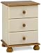 Bedside Cabinet with 3-Drawers and Solid Pine Handles, Cream