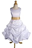 New White/gold Satin Flower Girl Pageant Dress Sz 2 to 16 - Same Day Shipping. Takes About 2-3 Days