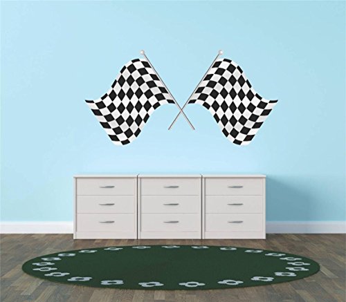Espero 79-400 Decor Artículo 1º lugar de la bandera a cuadros de carreras de coches Speedway Track Niño Niña Niños Kid Salón Dormitorio, 12 pulgadas x 24 pulgadas, Negro
