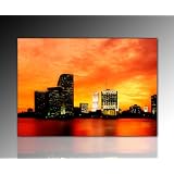Wandbild xxl (Sunset Miami 70x100 cm) Deko Bild auf Leinwand. Ausf�hrung sch�ner Kunstdruck auf echter Leinwand und Keilrahmen. Bild Motiv (Miami Sonnenuntergang orange rot schwarz Stadt Skyline Himmel Wolken Wasser Lichter) Made in Germanyvon "Nix-Art Wandbilder"
