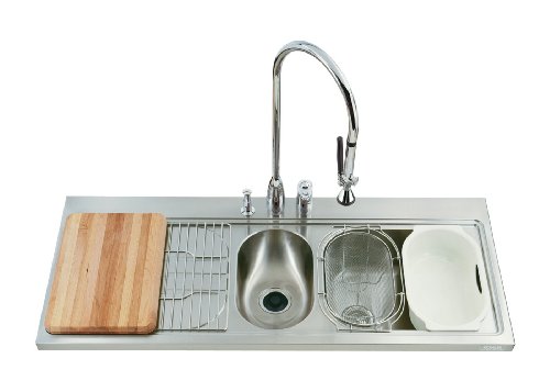 KOHLER K-3326L-3-NA Pro TaskCenter Double-Basin Kitchen Sink