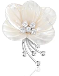 White Mother of Pearl Flower Blossom Pendant in Sterling Silver