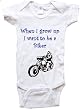 WHEN I GROW UP I WANT TO BE A BIKER - BigBoyMusic Baby Designs - White, Blue or Pink Onesie / Baby T-shirt