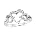 Sterling Silver Round Diamond Triple Heart Ring (1/10 cttw)