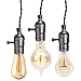 KINGSO E26/ E27 Solid Industrial Triple Lamp Sockets Vintage Edison Hanging Textile Pendant Light Cord Kit With Switchs.