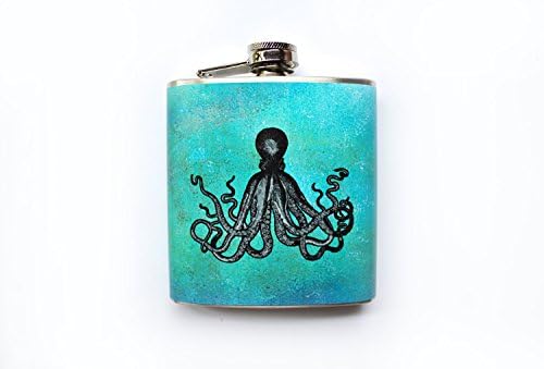 Grunge Octopus Flask Blue