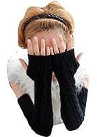 Womens Winter Knit Fingerless Arm Warmers Gloves