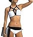 Dreamy Girl Womens White and Black Cutout Design Bikini Set Two Piece Swimsuit