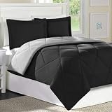 Home Essence Chadwick Microfiber Full/Queen Down Alternative Comforter Mini Set, Black/Gray