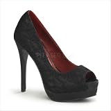 Women's Pinup Couture BELLA 16 Peep Toe Lace Overlay Pumps