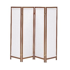 【クリックで詳細表示】KOEKI 木製スクリーン (帆布) 4連 ブラウン HT-4(BR)