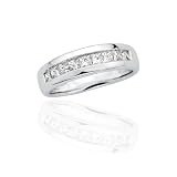 Sterling Silver 3/4 ct. Square Shaped Cubic Zirconia Men's Wedding Band