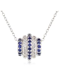 Sterling Silver Created Blue and White Sapphire Five-Row Pendant Necklace, 18"
