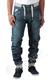 ENZO Mens Designer Branded Ribbed Fit Blue Stonewash Jeans EZ166 (W30 Regular, Stonewash)
