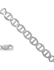 925 Sterling Silver 2.8 mm (7/64 Inch) Diamond Cut Mariner Chain Necklace 18" w/ Lobster Claw Clasp