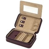 Bordeaux coloured leather zip up jewellery case by Wolf Designs