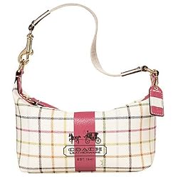 Coach Tattersall Stripe Pouch Bag 41439 Pink
