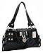 SEY Sweet Black Bow / Heart Lock PU Patent Leather Satchel Bowler Hobo Handbag Purse
