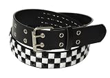 Black and White Pyramid Studded Belt - 3 Row