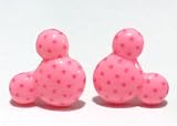 Disney's Inspired Enamel/Plastic Pink with Hot Pink Polka Dots Mickey Mouse 3D Stud Earrings