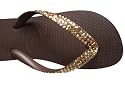 SWAROVSKI CRYSTAL HAVAIANAS SANDALS THONGS FLIP FLOPS BROWN/TOPAZ U.S. SIZES 4-10